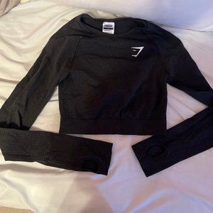 Gymshark Black Vital Seamless 2.0 Long Sleeve Crop Top
